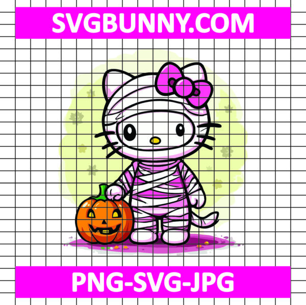 Mummy Hello Kitty SVG, Halloween SVG, Hello Kitty SVG, Kawaii SVG, Cricut SVG, Silhouette Vector Cut File