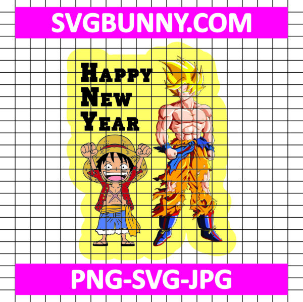 One Piece & Dragon Ball Z New Year SVG, One Piece SVG, DBZ SVG, Anime SVG