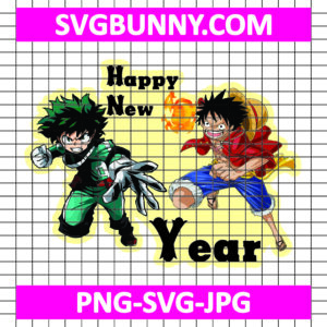 One Piece & My Hero Academia New Year SVG, One Piece SVG, My Hero Academia SVG, Luffy SVG, Anime SVG