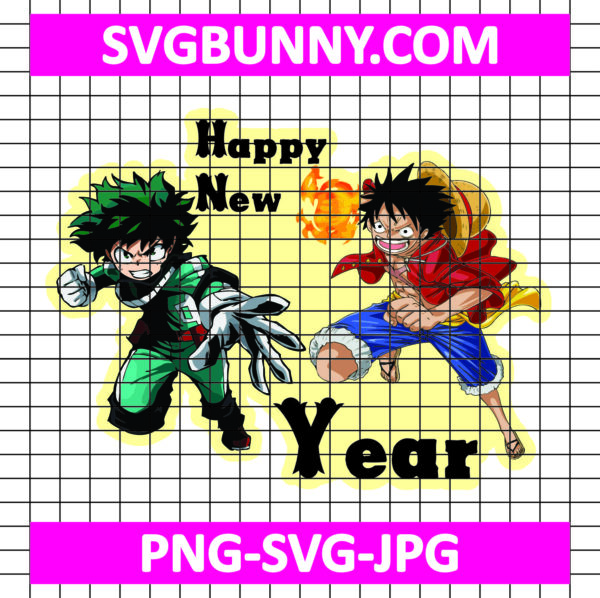 One Piece & My Hero Academia New Year SVG, One Piece SVG, My Hero Academia SVG, Luffy SVG, Anime SVG