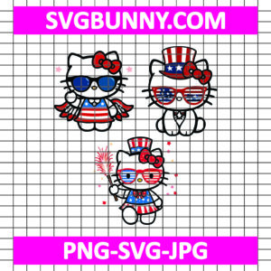 Hello Kitty Bundle SVG, Sanrio SVG, Hello Kitty SVG, Kawaii SVG, 4th of July Hello Kitty SVG