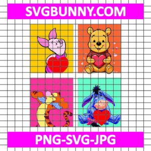 Pooh and friends SVG, Pooh and friends heart SVG, Pooh Valentine SVG, Valentines Day SVG