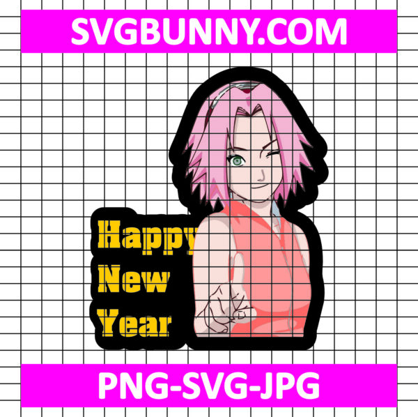 Sakura Happy New Year SVG, Sakura SVG, Naruto Shippuden SVG, Anime SVG