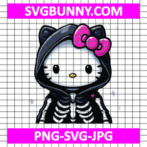 Skeleton Hello Kitty SVG, Halloween SVG, Hello Kitty SVG, Kawaii SVG, Cricut Silhouette Vector Cut File