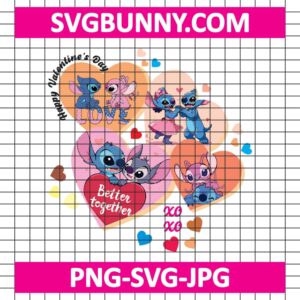 Stitch And Angel Valentine Day Bundle SVG, Stitch And Angel SVG, Valentines Day SVG, DXF EPS PNG Cut Files