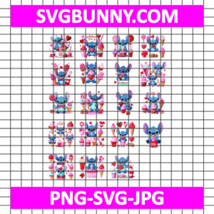 Stitch Candy Valentine Bundle SVG, Stitch Happy Valentines Day SVG, Stitch Candy SVG, Cute Stitch SVG