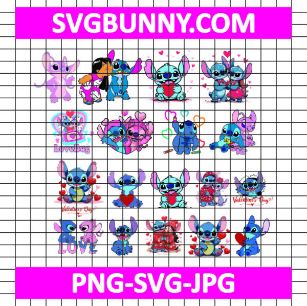 Stitch Couple Be My Valentine Bundle SVG, Disney Stitch Valentines Day SVG, Stitch SVG