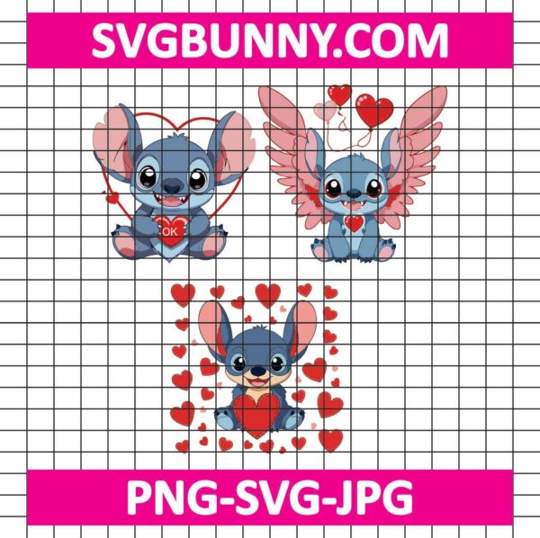 Stitch Love Bundle SVG, Lilo and Stitch SVG, Cartoon SVG, Valentines Day SVG, Gift SVG, PNG, EPS, DXF