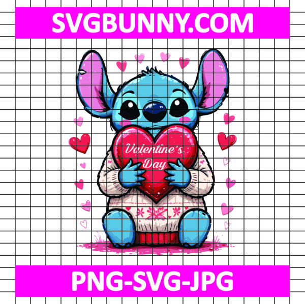 Stitch Love Valentine Day SVG, Stitch SVG, Love SVG, Happy Valentines Day SVG, Heart SVG