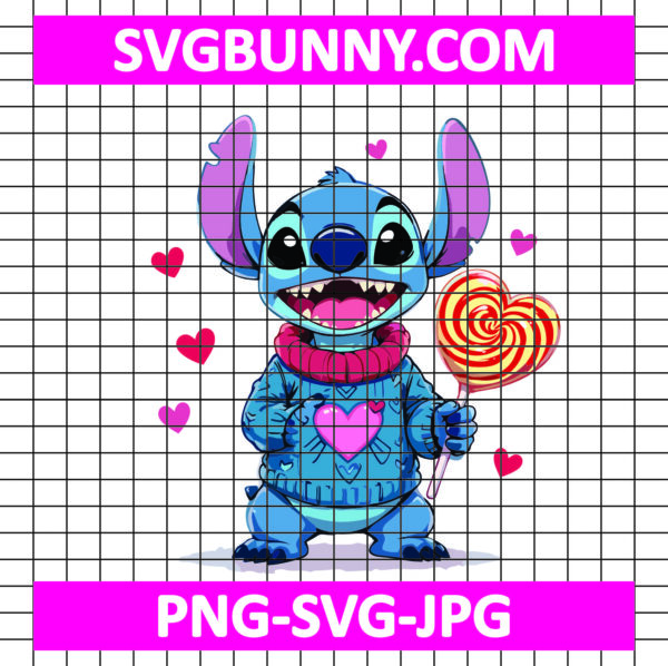Stitch Valentine candy heart SVG, Stitch SVG, Valentines Day SVG