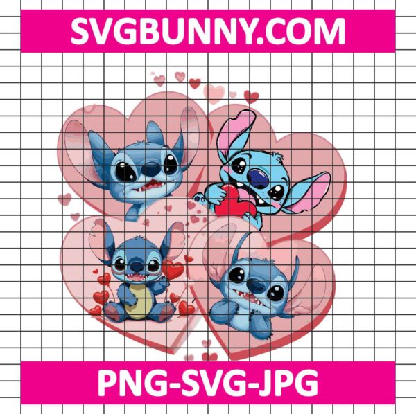 Stitch and Angel Happy Valentines Day SVG, XoXo Valentine SVG, Angel and Stitch SVG