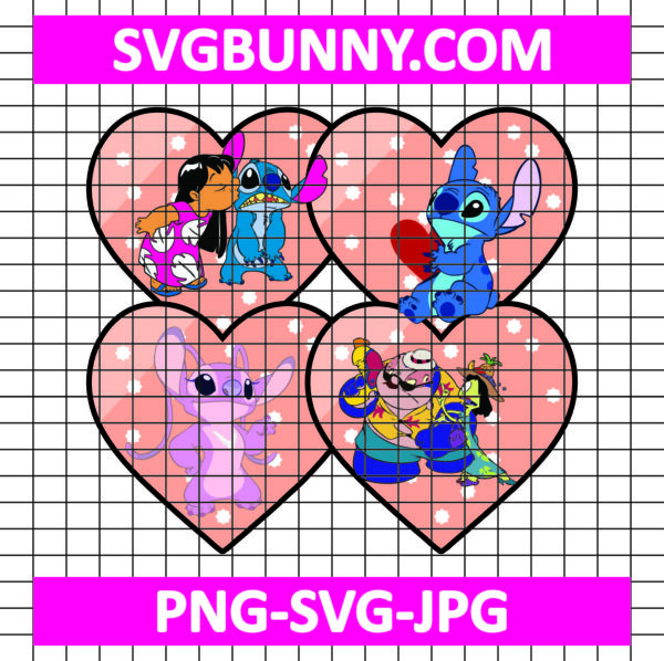 Stitch and Lilo Heart Valentine SVG, Disney Valentine SVG, Heart Shape SVG, Valentine's Day SVG