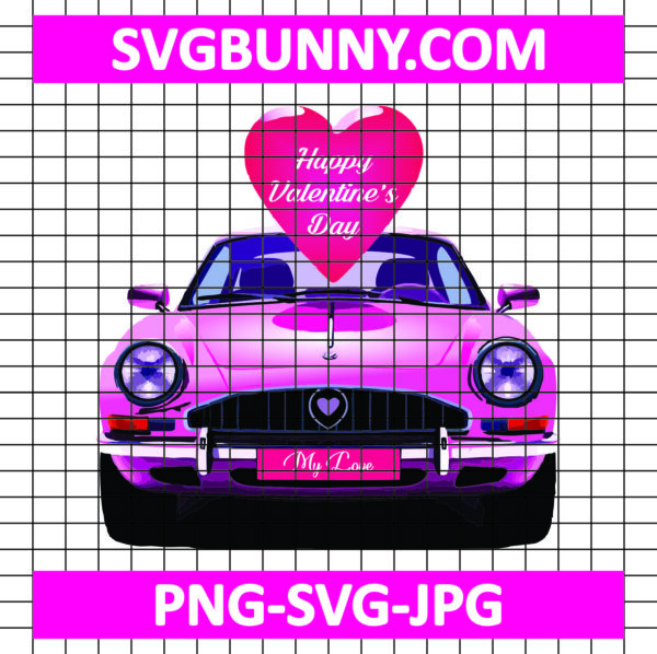 Valentine Car, Happy Valentines Day SVG, Valentine's Day PNG