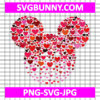 Valentine Mickey Mouse head heart shape SVG, Disney Valentine SVG, Valentines Day SVG