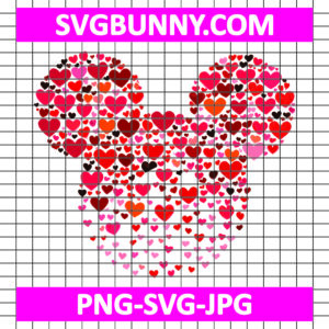 Valentine Mickey Mouse head heart shape SVG, Disney Valentine SVG, Valentines Day SVG