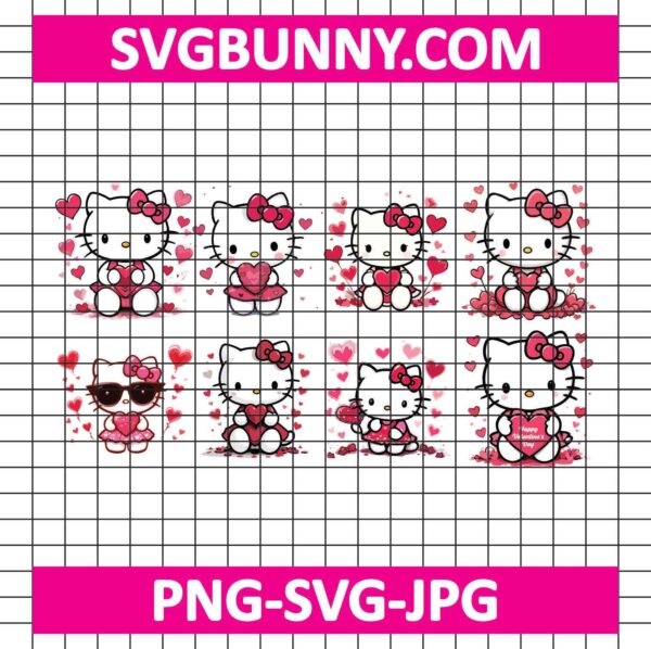 Valentines Hello Kitty Bundle SVG, Valentines Day SVG, Valentine SVG, Love SVG, Cricut File