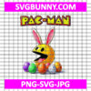 Video Game Bunny Eggs Easter SVG, Gamer Kids SVG, Pacman Easter Day SVG