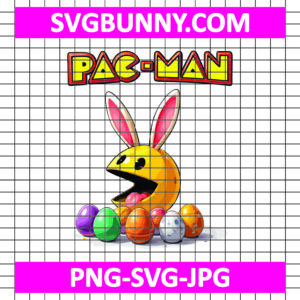 Video Game Bunny Eggs Easter SVG, Gamer Kids SVG, Pacman Easter Day SVG