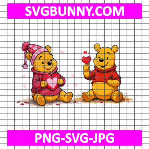 Winnie The Pooh Candy Heart SVG, Pooh Bear Love Valentines Day SVG, Winnie Pooh Lover SVG, DXF PNG EPS