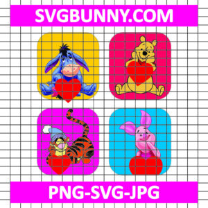 Winnie the Pooh Heart Valentines SVG, Pooh Valentine SVG, Valentine's Day SVG