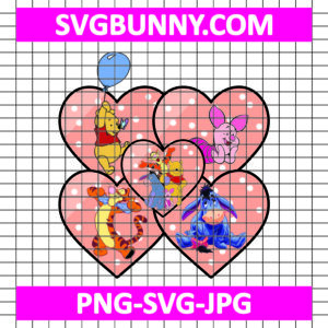 Winnie the Pooh SVG, Pooh with Friends heart Valentine SVG, Disney Valentine SVG, Valentines Day SVG