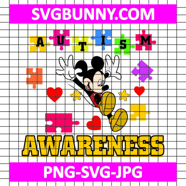 Autism Awareness Mouse SVG, Mouse Autism SVG, Character Autism SVG, Cartoon Autism SVG