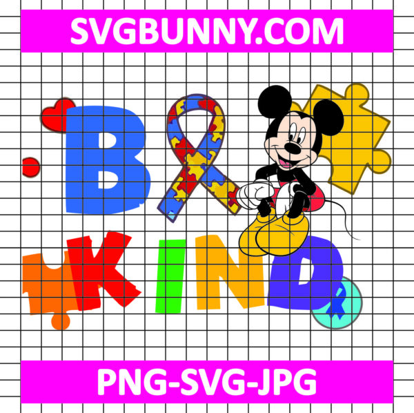 Autism Mickey Mouse Be Kind SVG, Mickey Mouse Love SVG, Mickey Mouse Awareness Autism SVG
