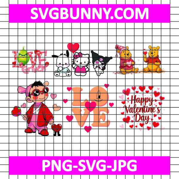 Baby Benito SVG, Hello Kitty SVG, Pooh SVG, Grinch SVG, Valentines Day SVG, Heart SVG, Valentines Bundle SVG