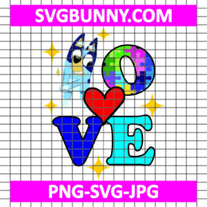 Bluey loves Autism SVG, Bluey SVG, Bluey Heart SVG