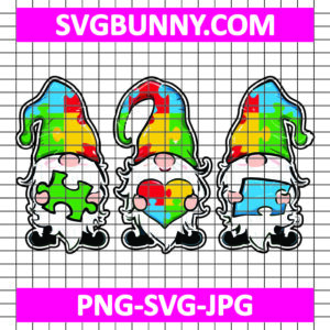 Cute Gnome With Puzzle Pieces Heart SVG, Autism Gnomes SVG, Autism SVG, Cute Gnome SVG