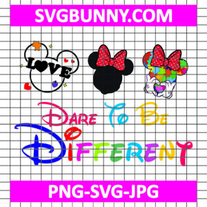 Dare To Be Different SVG, Magical World Disney Autism Awareness Month SVG, Mickey Mouse Autism SVG Png Dxf Eps