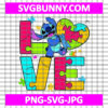 Funny Love Autism SVG, Stitch Autism Awareness SVG, Cartoon Autism SVG