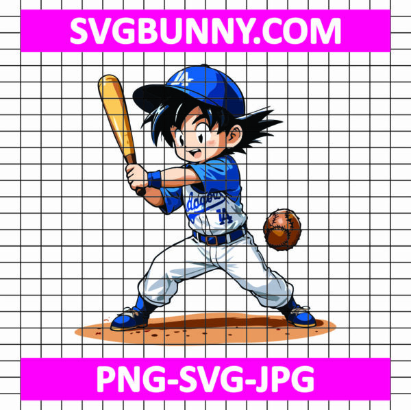 Goku LA Dodgers PNG, Dragon Ball Goku Los Angeles Dodgers Baseball PNG, Dodgers Baseball SVG, Anime SVG