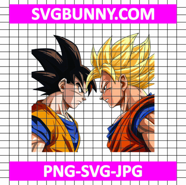 Goku vs Super Saiyan Goku SVG, Epic Anime Face-Off SVG, Dragon Ball Z PNG, Goku JPG, EPS, DEF