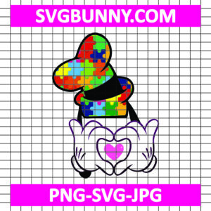 Goofy Autism Awareness SVG, Heart Hand SVG, Puzzle Hat SVG, Disney Autism SVG PNG DXF EPS, Autism SVG