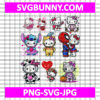 Hello Kitty Valentines Bundle SVG, Hello kitty and Stitch SVG, Spider man Kiss Hello Kitty SVG