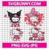 Hello Kitty Valentine's Day Bundle SVG, Kuromi SVG, Hello Kitty Heart SVG, Kitty Love SVG, Valentine's Day SVG