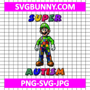 Luigi Super Autism SVG, Green Brother SVG, Super Mario Bros SVG, Mario Super Autism SVG