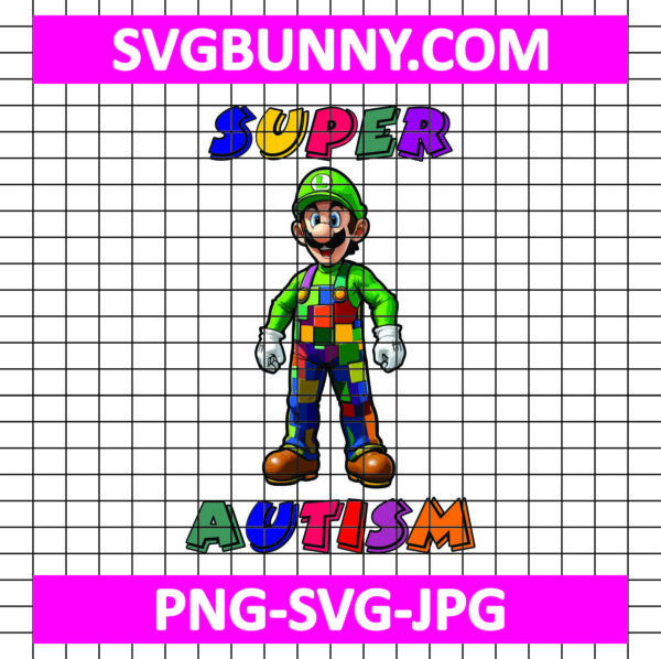 Luigi Super Autism SVG, Green Brother SVG, Super Mario Bros SVG, Mario Super Autism SVG
