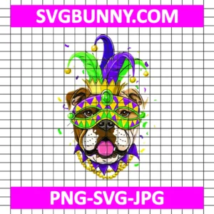 Mardi Gras Bulldog Dog SVG, Carnival SVG, Mardi Gras Carnival Jester PNG, Funny Dog Mardi Gras PNG