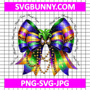 Mardi Gras Coquette Bow PNG Design, Carnival Fleur De Lis PNG, Carnival SVG, Mardi Gras Coquette Bow SVG