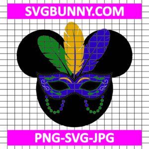 Mardi Gras Mask Mickey SVG, Mickey Carnival Mardi Gras SVG, Silhouette Cut Files, Carnival SVG