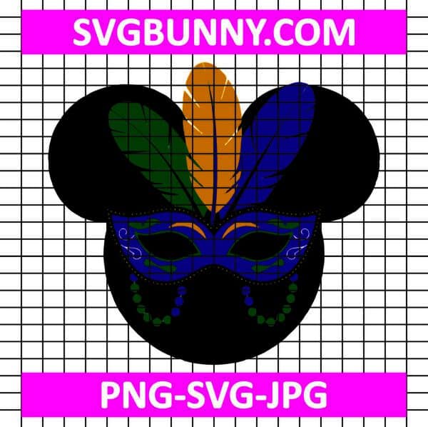 Mardi Gras Mask Mickey SVG, Mickey Carnival Mardi Gras SVG, Silhouette Cut Files, Carnival SVG