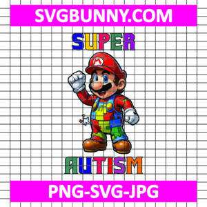 Mario Super Autism SVG, Red Brother SVG, Super Mario Bros SVG, Character Autism SVG