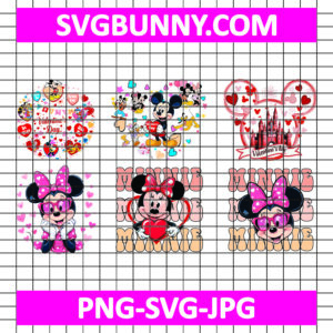 Mickey Mouse Bundle SVG, Mickey Mouse Valentine’s Day SVG, Mickey and Minnie SVG, Valentine Heart SVG