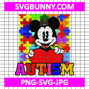 Mickey Mouse Love Autism SVG, Mickey Awareness Autism SVG, Cartoon Autism SVG, Autism Kids SVG