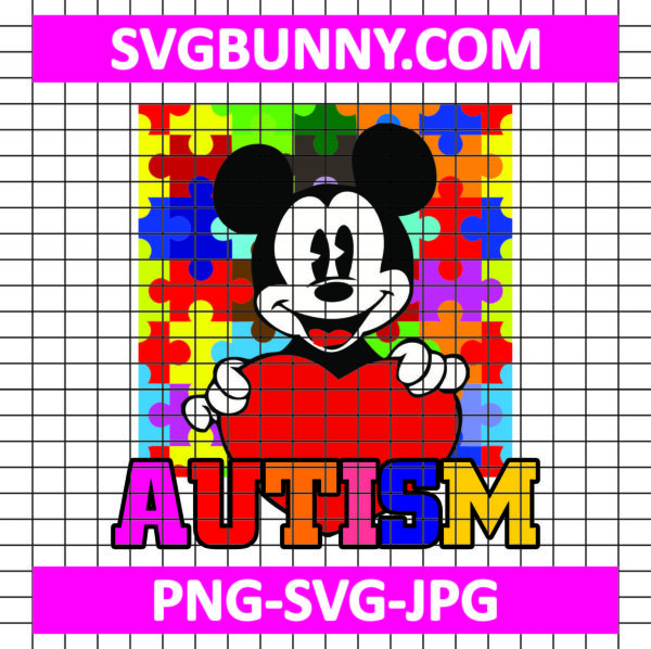 Mickey Mouse Love Autism SVG, Mickey Awareness Autism SVG, Cartoon Autism SVG, Autism Kids SVG