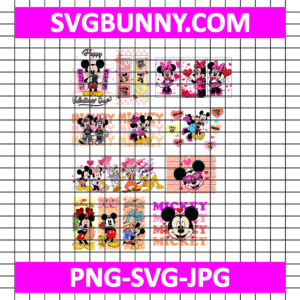 Micky Mouse Bundle SVG, Micky Mouse Valentine's Day SVG, Micky and Friends SVG, Micky and Minnie SVG, Mickey Heart SVG