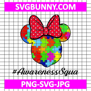 Minnie Mouse Head SVG, Minnie Mouse Head Autism SVG, Cartoon Autism SVG