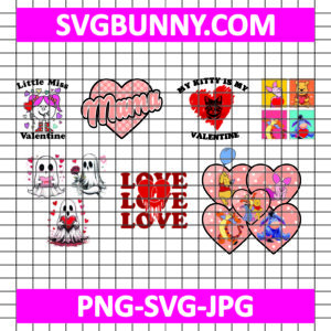 Pooh and Friends Bundle SVG, Pooh and Ghost SVG, Valentines Day SVG, Heart SVG